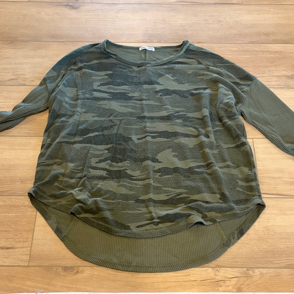 Sweet Romeo Olive Camouflage Long Sleeve Top